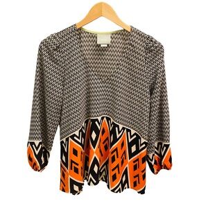 ⭐️ Maeve Anthropologie Chevron Geometric Blouse Top Shirt Size XS